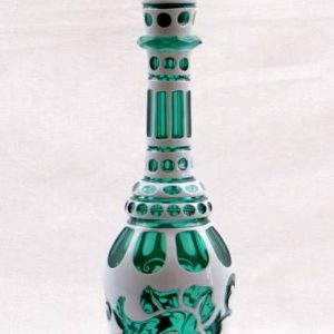 SOLD - Stunning Bohemian Cased Green Glass Decanter