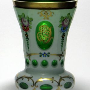 SOLD - Bohemian Green Enamelled Glass Tumbler c1880