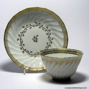 SOLD - Gilded tea bowl and saucer c1790