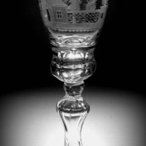 SOLD- Engraved Facetted Baluster Wine Glass c1750