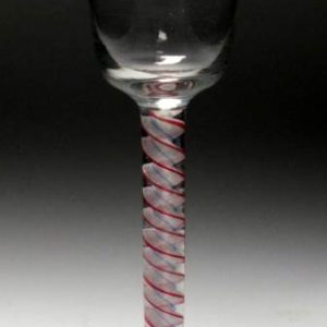 SOLD - Continental Red and Blue Colour Twist Wine c1820