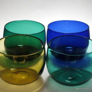Four Regency Coloured Glass Finger Bowls