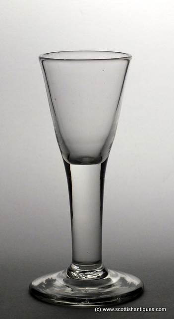 Heavy Plain Stem Wine Glass c1740-1780