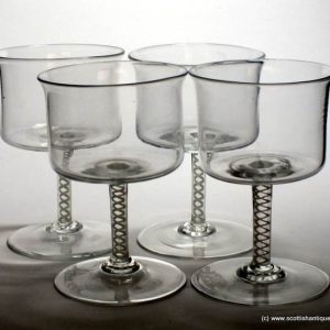 SOLD - Four Opaque Twist Wine Glasses c1900