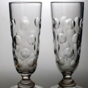 SOLD - Pair Tall Victorian Lens Cut Ale Glasses c1870