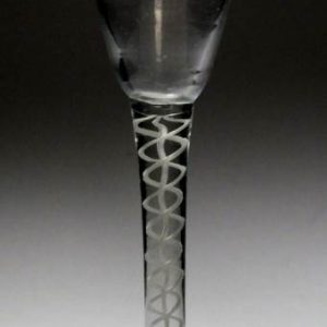 SOLD - Engraved Georgian Opaque Twist Wine Glass c1760