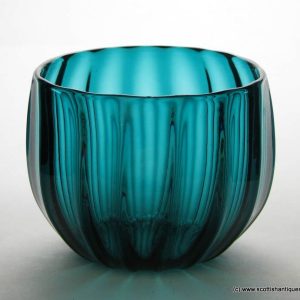Victorian Ribbed Green Glass Finger Bowl c1850