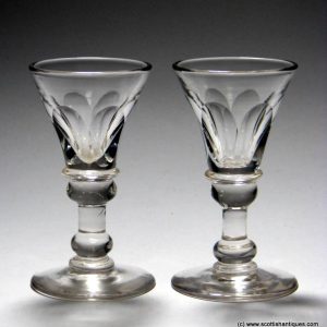 SOLD- Pair of Heavy Deceptive Dram Glasses c1810