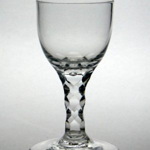 Georgian Air Beaded Facet Cut Stem Wine Glass c1780