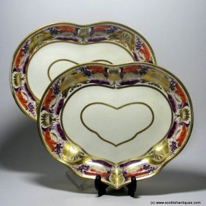 Pair of Derby Porcelain Kidney Shaped Dishes c1815