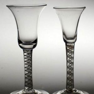 SOLD - Rare Bell Bowl Opaque Twist Cordial Glass c1760