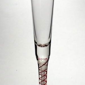 SOLD - Tall Scottish Colour Opaque Twist Champagne Flute Glass - Red/White