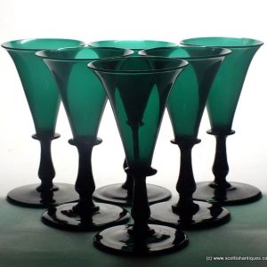 SOLD - Six Regency Green Wine Glasses c1820