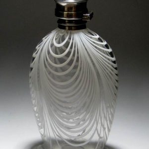 SOLD - Large Silver Capped Nailsea Glass Flask c1840