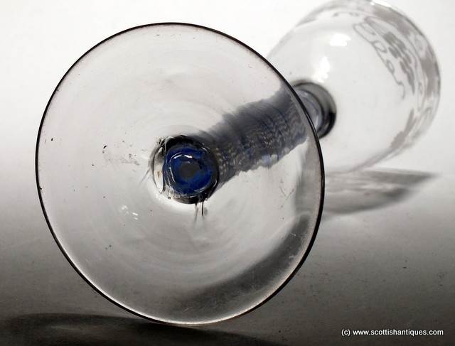 SOLD - Rare Four Colour Opaque Twist Wine Glass c1760 - Image 3