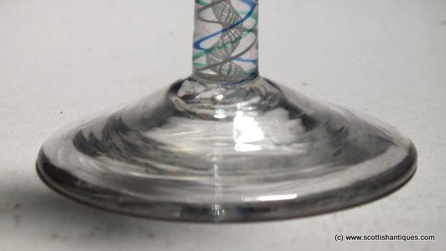 SOLD - Rare Four Colour Opaque Twist Wine Glass c1760 - Image 4
