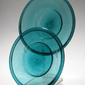 Pair Walsh / Arculus Translucent Blue Glass Saucers c1925