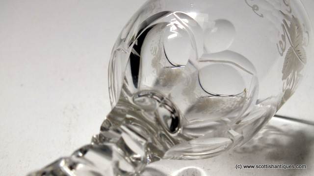 Engraved Georgian Facet Cut Stem Wine Glass c1800 - Image 3