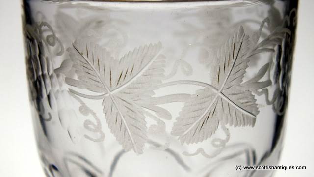 Engraved Georgian Facet Cut Stem Wine Glass c1800 - Image 8