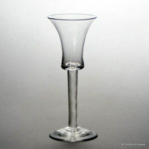 George II Waisted Bucket Air Twist Wine Glass c1750
