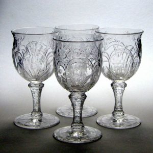 Set of Four Webb 'Rock Crystal' Red Wine Glasses c1910