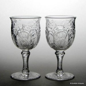 Pair Webb 'Rock Crystal' Wine Glasses c1910