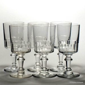 Set of Six Portieux Glass Rummers c1945
