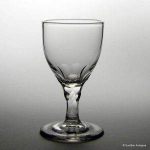 18th Century Facet Cut Stem Wine Glass
