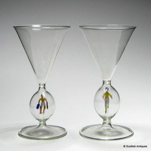 Pair of Austrian Bimini Wine Glasses  c1925
