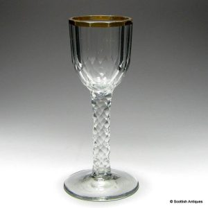 Gilded 19th Century Facet Cut Wine Glass c1800