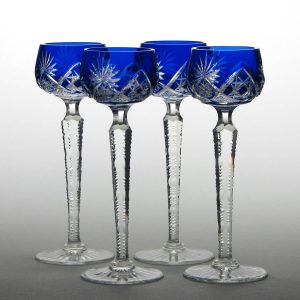 Set of Four Val St Lambert Liqueur Glasses c1950
