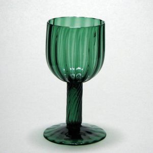 Rare Georgian Hollow Stem Wrythen Wine Glass c1750