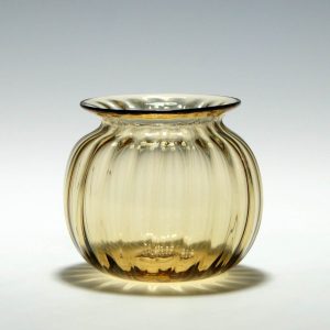 19th century Rib Moulded Amber Leech Jar c1820