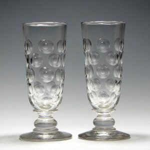 Pair of Victorian Lens Cut Sunderland Ale Glasses c1865