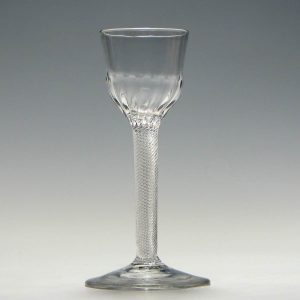 Georgian Rib Moulded Air Twist Wine Glass c1750