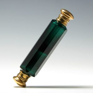 Emerald Green Victorian Perfume and Salts Bottle c1860