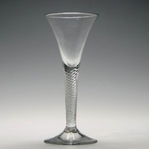Large Georgian Multi Spiral Air Twist Wine Glass c1750