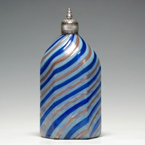 Venetian Blue & Aventurine Spirit Flask Or Bottle c1880