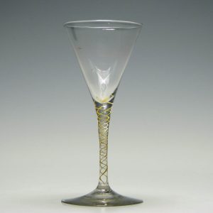 German Canary Yellow Colour Twist Wine Glass c1770