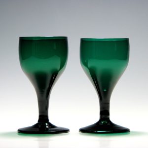 Pair of Regency Green Wine Glasses c1830