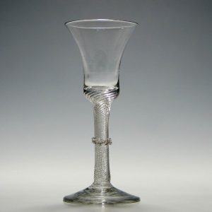 Georgian Air Twist Wine Glass With Vermiform Collar c1750