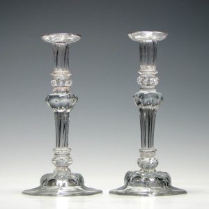 Pair of Georgian Glass Taper Sticks c1740