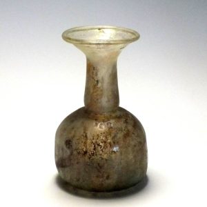 Large Ribbed Roman Glass Flask 100-500 AD