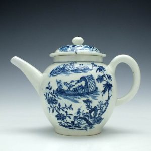 Lowestoft Porcelain Dromedaries On A Raft Pattern Teapot & Cover c1780