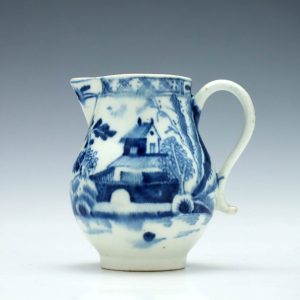 A House and Landscape Pattern Lowestoft Porcelain Jug c1790