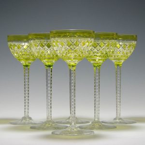Set of Six Val St Lambert Gevaert Carlton Hock Glasses c1930-1950