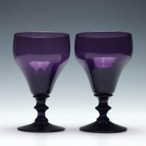 Pair Victorian Amethyst Glass Rummers c1855