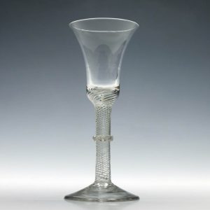 Georgian Air Twist Stem Wine Glass With Vermiform Collar c1750