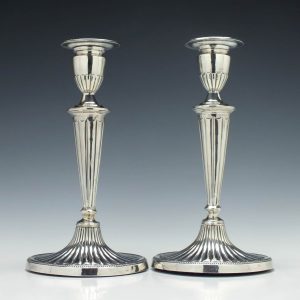 Pair Silver George III Style Candlesticks Birmingham 1909