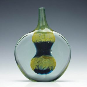 Signed Mdina Cut Ice Glass Lollipop Vase 1980
